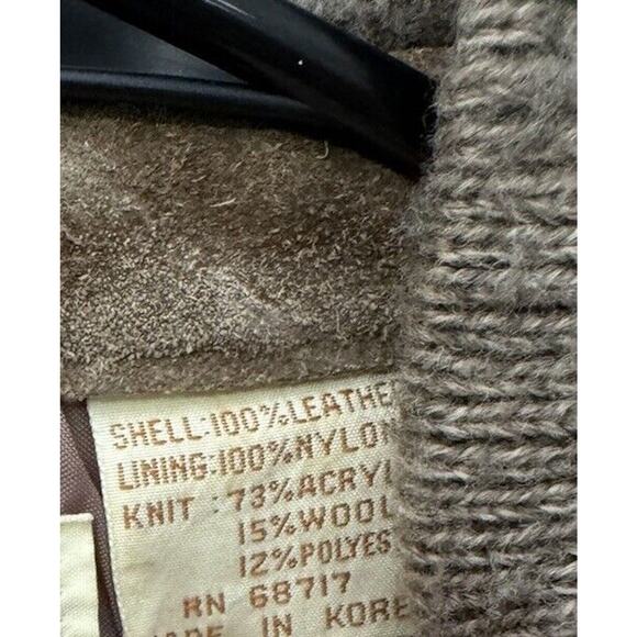 Men's Vintage 80s Anthony Foxx Tan Suede Leather Zip Up Knit Hybrid Jacket Sz L - Picture 5 of 6